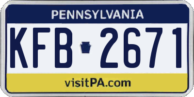 PA license plate KFB2671