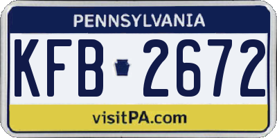 PA license plate KFB2672
