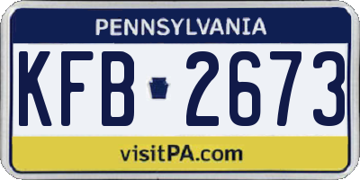 PA license plate KFB2673