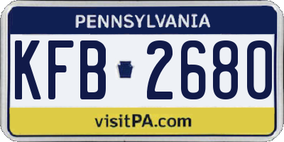 PA license plate KFB2680
