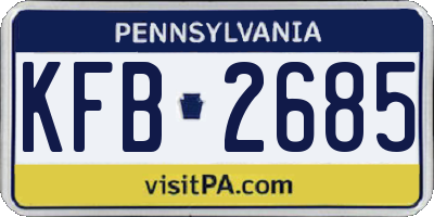 PA license plate KFB2685