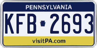 PA license plate KFB2693