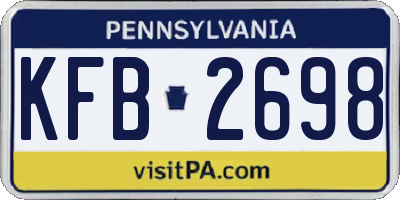 PA license plate KFB2698