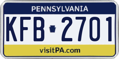 PA license plate KFB2701
