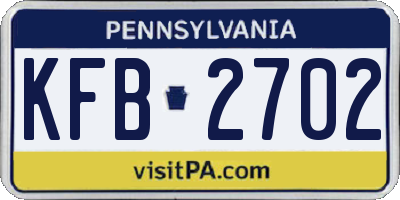 PA license plate KFB2702