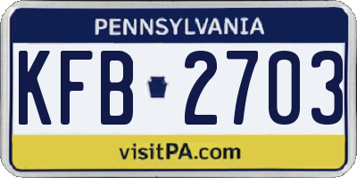 PA license plate KFB2703