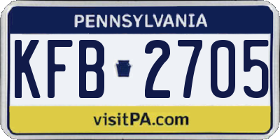 PA license plate KFB2705