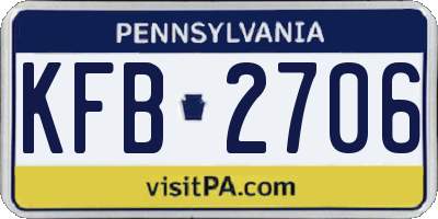 PA license plate KFB2706