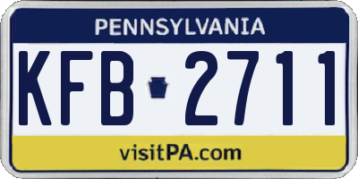 PA license plate KFB2711