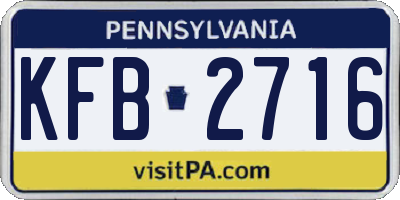 PA license plate KFB2716