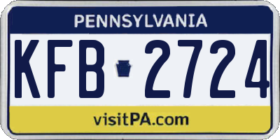 PA license plate KFB2724