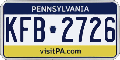 PA license plate KFB2726
