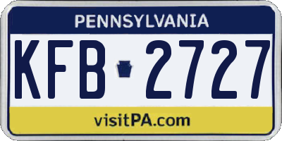 PA license plate KFB2727