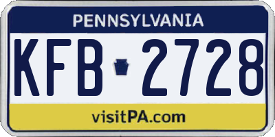 PA license plate KFB2728