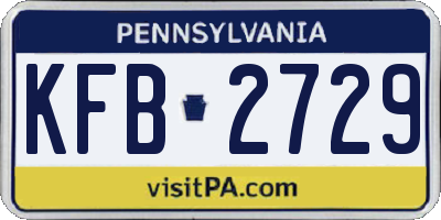 PA license plate KFB2729
