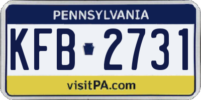 PA license plate KFB2731