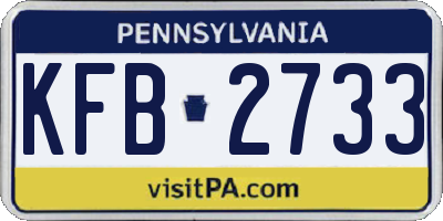 PA license plate KFB2733