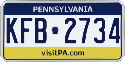 PA license plate KFB2734