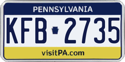 PA license plate KFB2735