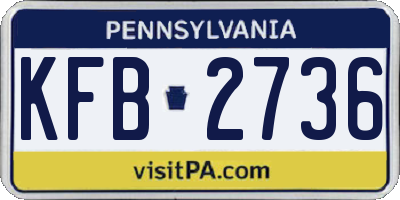 PA license plate KFB2736