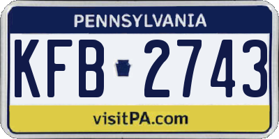 PA license plate KFB2743