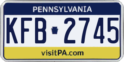 PA license plate KFB2745