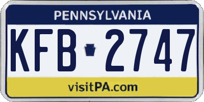 PA license plate KFB2747