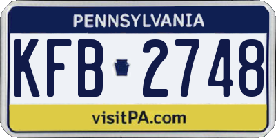 PA license plate KFB2748