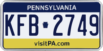 PA license plate KFB2749