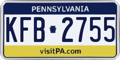 PA license plate KFB2755