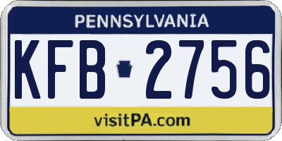 PA license plate KFB2756