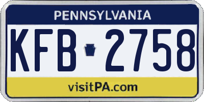 PA license plate KFB2758