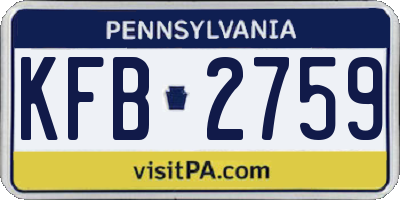 PA license plate KFB2759