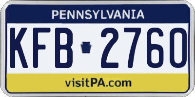 PA license plate KFB2760