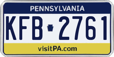 PA license plate KFB2761