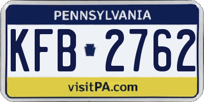 PA license plate KFB2762