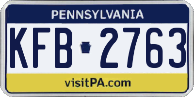 PA license plate KFB2763