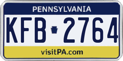 PA license plate KFB2764