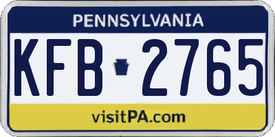 PA license plate KFB2765