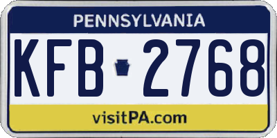 PA license plate KFB2768