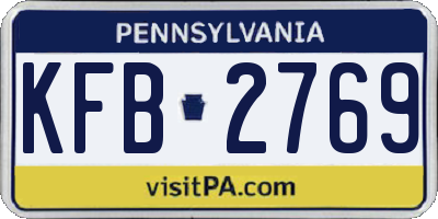 PA license plate KFB2769