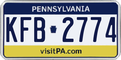 PA license plate KFB2774