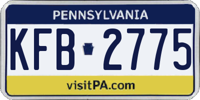 PA license plate KFB2775