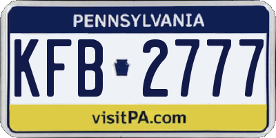 PA license plate KFB2777