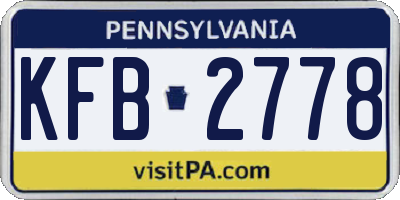 PA license plate KFB2778