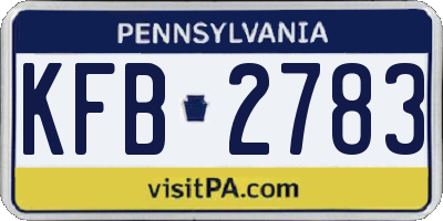 PA license plate KFB2783