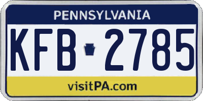 PA license plate KFB2785
