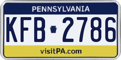 PA license plate KFB2786