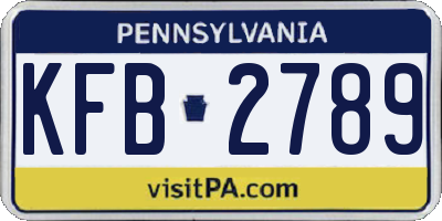 PA license plate KFB2789