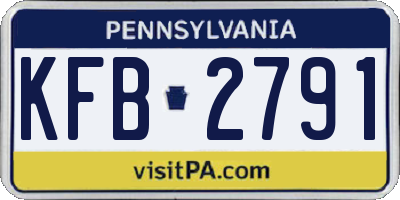 PA license plate KFB2791